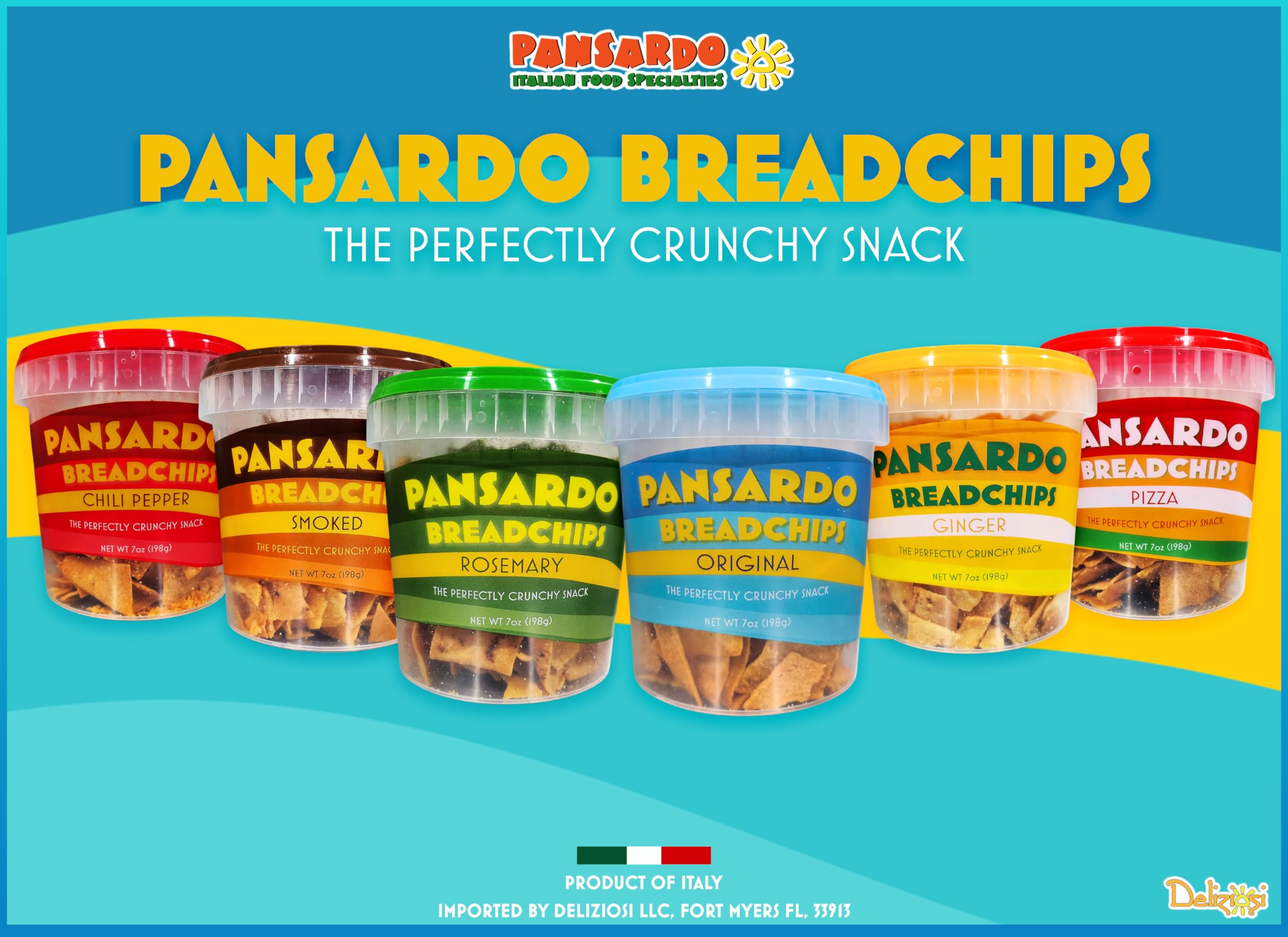 Pansardo Traditional Sardinian Bread Chips - Savory Ginger Flavor - 4 Pack - Crunchy Snack for Parties, Appetizers & Healthy Eating