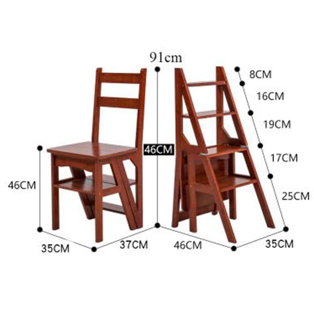 NEVKA Foldable Step Stool Ladder - Multifunctional 2-in-1 Chair with Non-Slip Surface for Kitchen, Bathroom & Storage (Wine Red, 35x46x91cm) - Perfect for Reaching High Shelves, Changing Light Bulbs & Home Organization