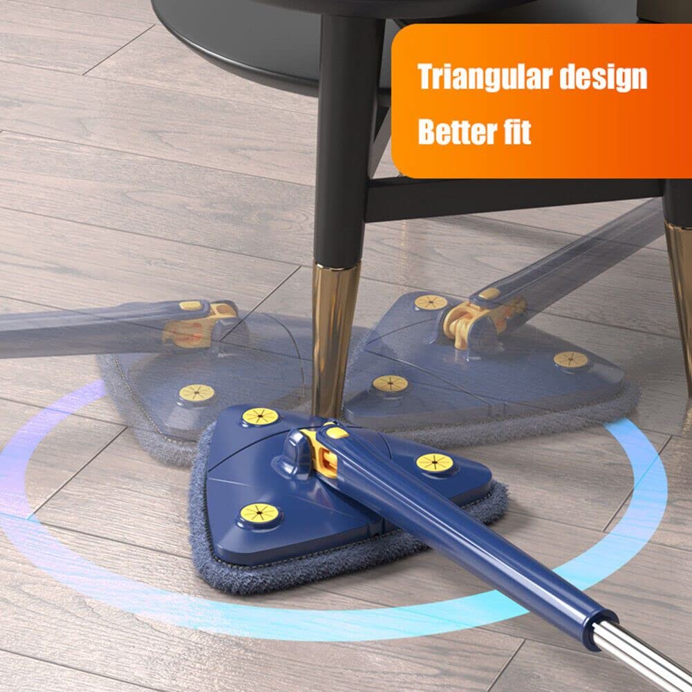 360° Rotating Adjustable Mop with Triangular Head - Multi-Function Spin Mop for Floor Cleaning - Perfect for Hardwood, Tile & Laminate Floors