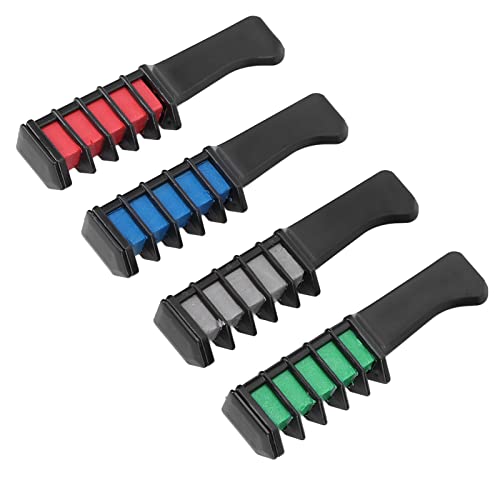 Portable Hair Chalk Comb Set - 4 Vibrant Temporary Colors (Grey, Rose Red, Blue, Dark Fluorescent Green) for Parties, Festivals & Cosplay | Easy-to-Use Professional Hair Dye for Events, Gatherings & Costume Makeup