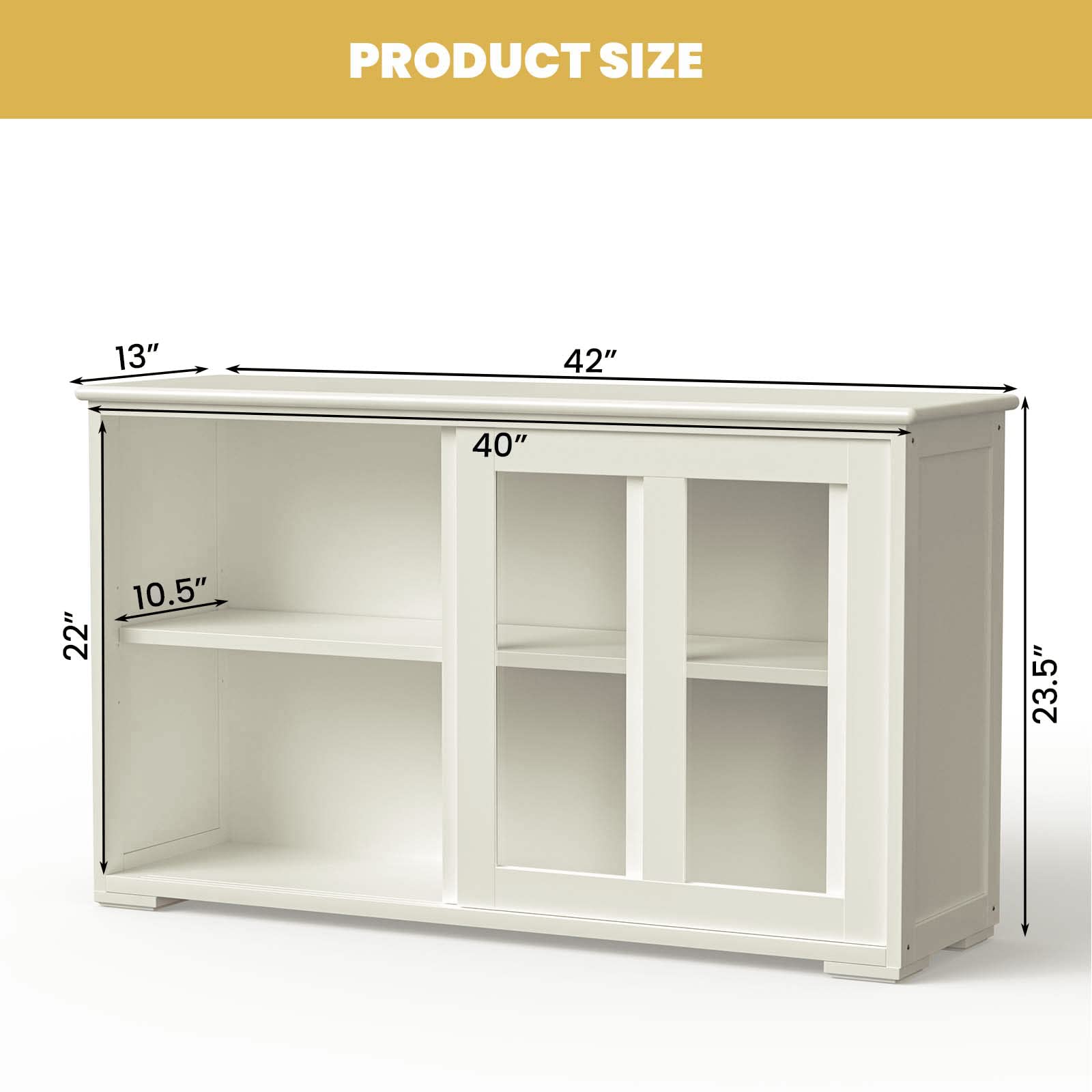NAFORT Modern Sideboard Buffet Cabinet with Adjustable Shelf & Sliding Glass Doors - Stackable Storage Organizer for Kitchen, Dining Room, Entryway | Perfect for Home Decor & Entertaining Guests