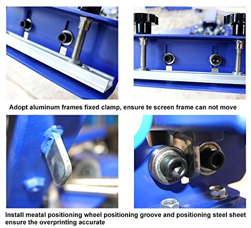 4 Station 3 Color Screen Printing Machine with Rotating Screen & Platen - Professional T-Shirt Printing Press with Built-in Dryer for DIY, Custom Apparel & Small Business