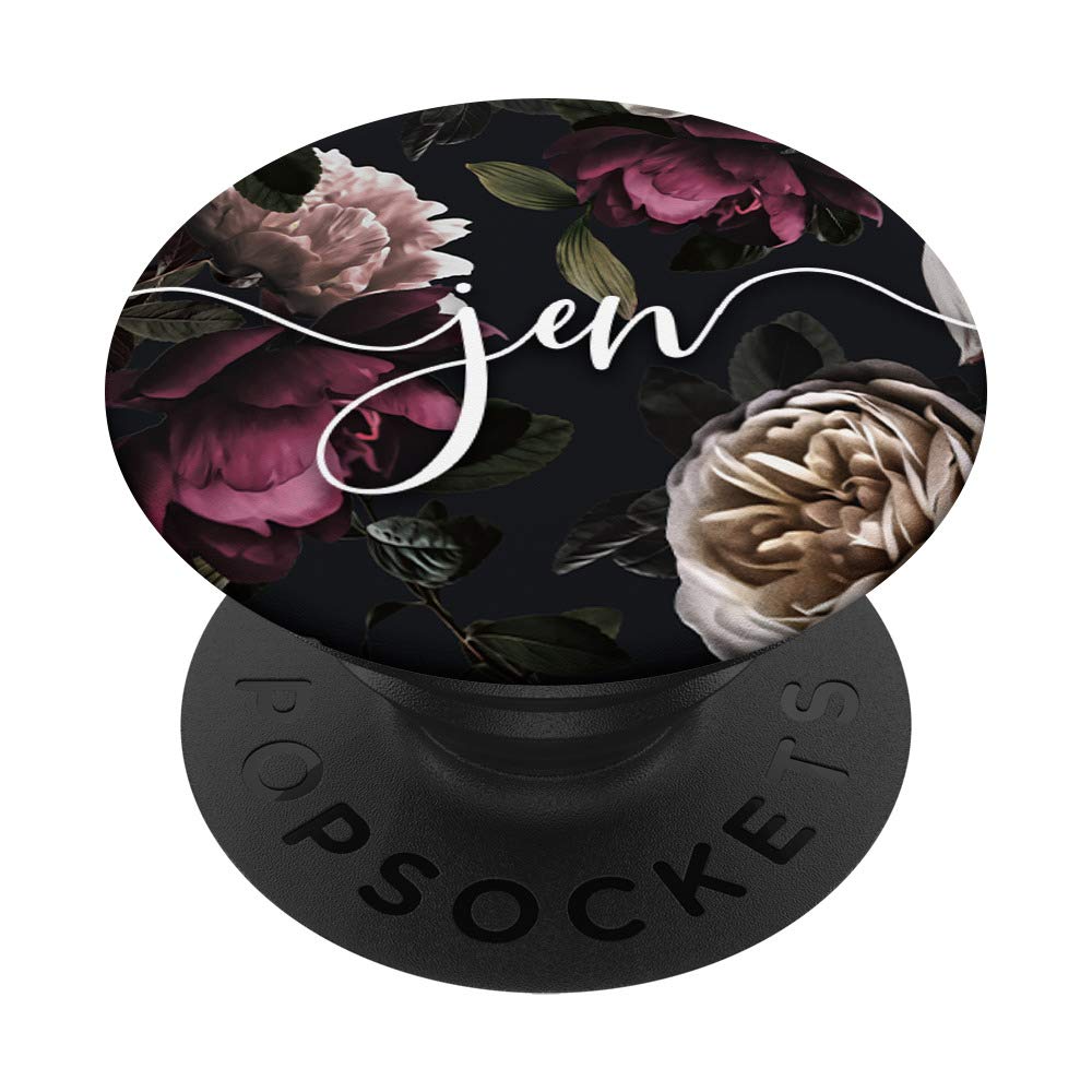Jen - Elegant Floral Rose & Peony Personalized Name PopSockets PopGrip | Swappable Phone Grip for iPhone, Samsung & Tablets | Perfect Gift for Women, Girls & Phone Accessory Lovers | Great for Daily Use, Travel & Selfies