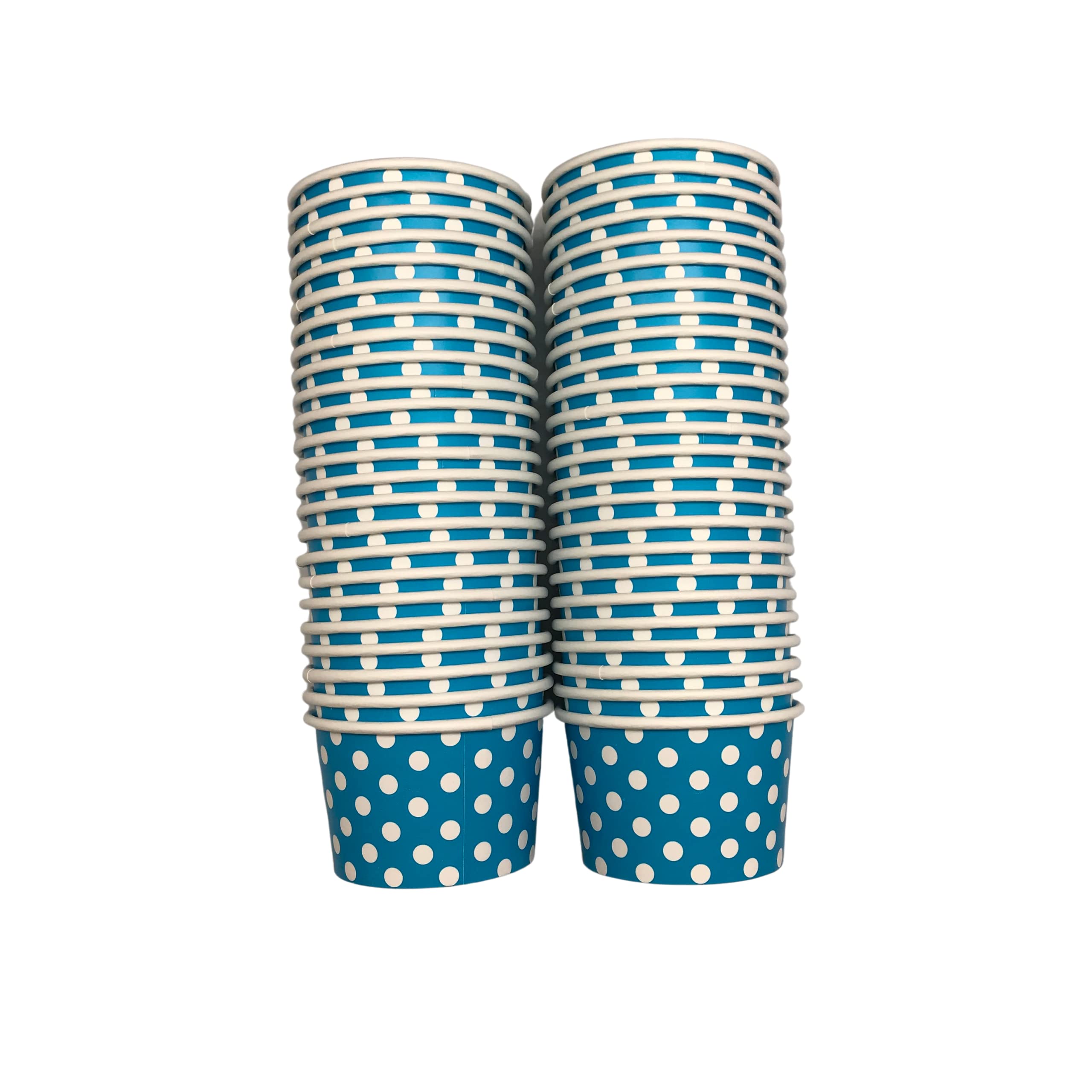 MMvolesy 4oz Blue Polka Dot Disposable Paper Ice Cream Cups - 50 Pack | Eco-Friendly Dessert Bowls for Cold & Hot Foods Like Ice Cream, Pudding, Soup | Perfect for Parties, Cafes & Catering