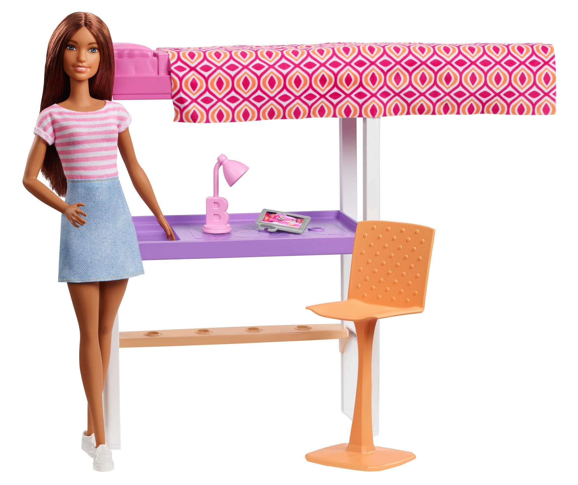 Barbie Doll & Furniture Playset with Transforming Loft Bed, Bunk Beds & Desk Accessories - Perfect Gift for Girls Ages 3-7 | Pretend Play, Bedroom Decor & Dollhouse Fun