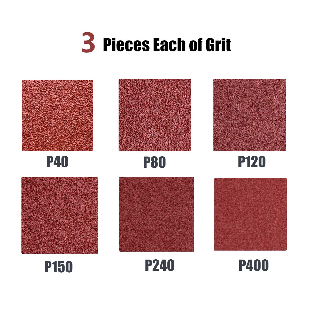 3/8 x 21 Inch Aluminum Oxide Sanding Belts for Makita File Sander - 18-Pack (40/80/120/150/240/400 Grit, 3 Each) - Woodworking, Metal Polishing & DIY Projects