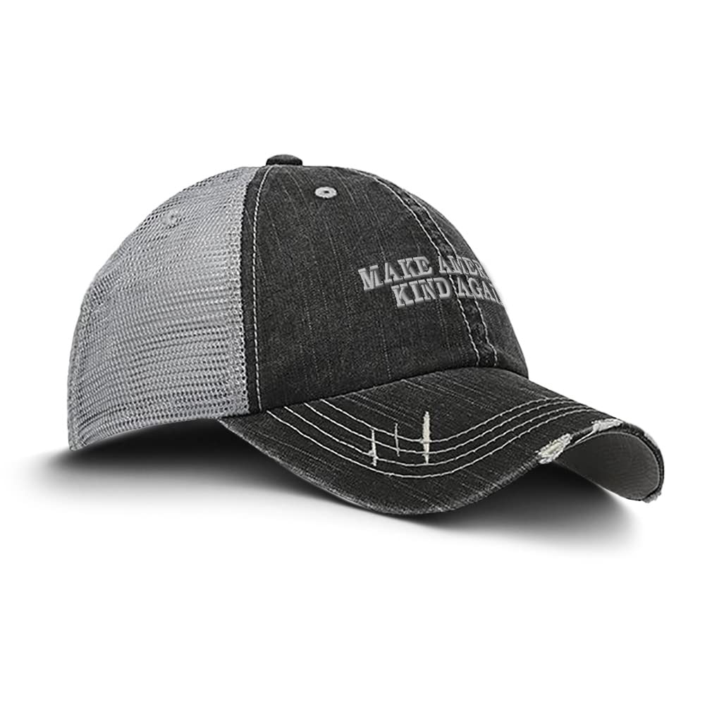 Custom Distressed Trucker Hat - Make America Kind Again Love Cotton Cap - Vintage Style Adjustable Dad Hat for Men & Women - Perfect for Outdoor Activities, Concerts, and Casual Wear