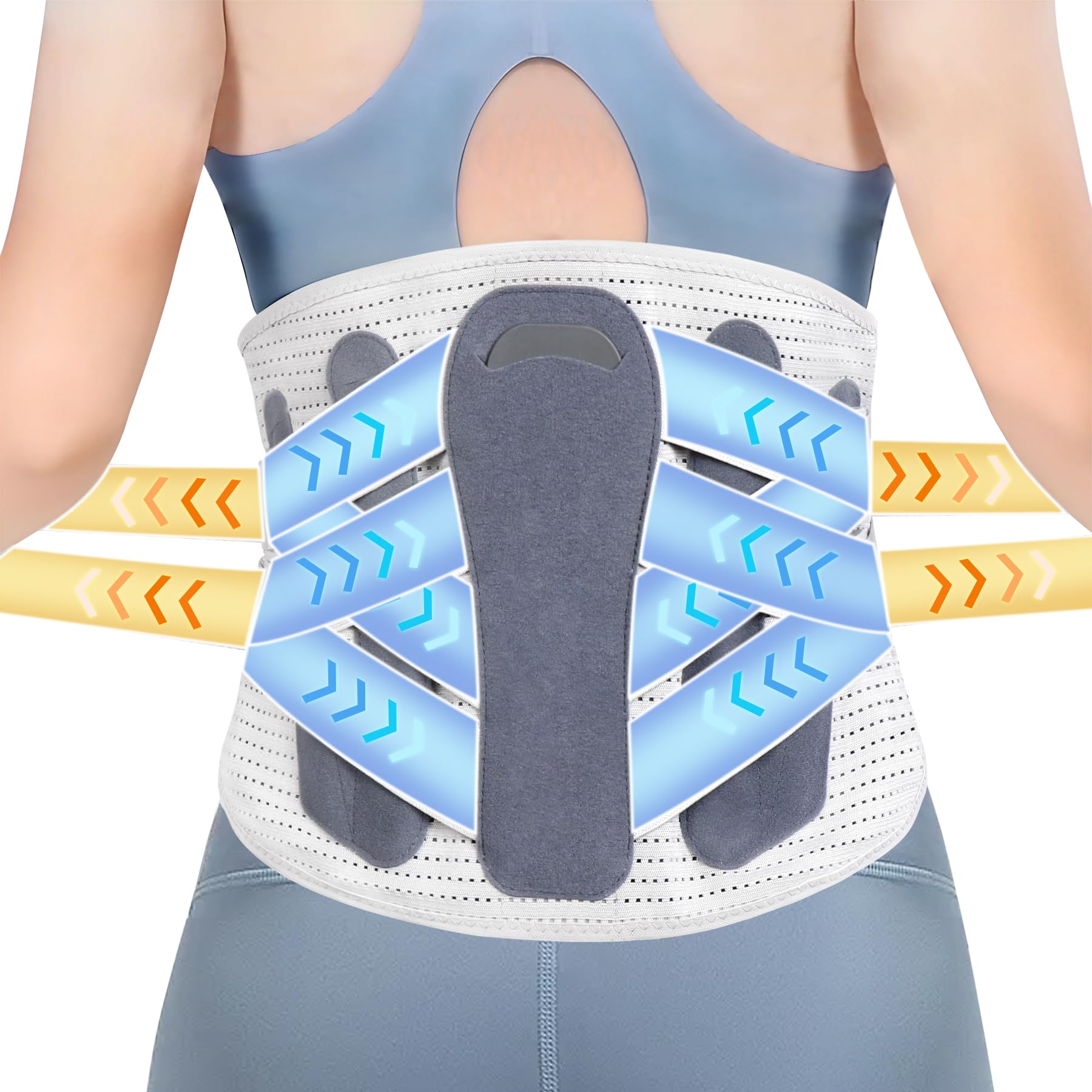 RESTCLOUD Lower Back Brace for Men & Women - Lumbar Support Belt for Back Pain Relief, Sciatica, Scoliosis & Work Lifting - Adjustable & Comfortable (Medium) - Perfect for Office Work, Gym & Daily Activities