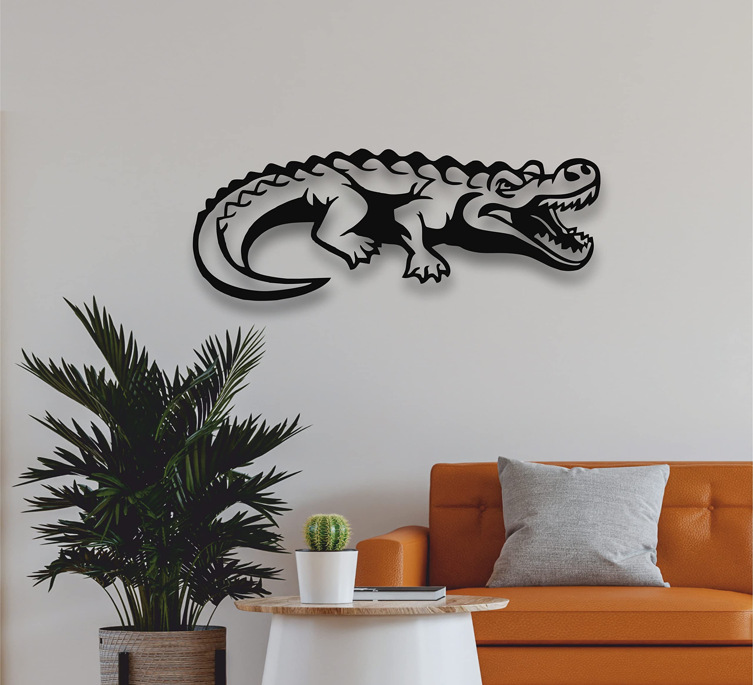 DEKADORN Metal Alligator Wall Art - Handcrafted Crocodile Metal Wall Decor for Living Room, Bedroom & Office - Unique Animal Home Decor (18