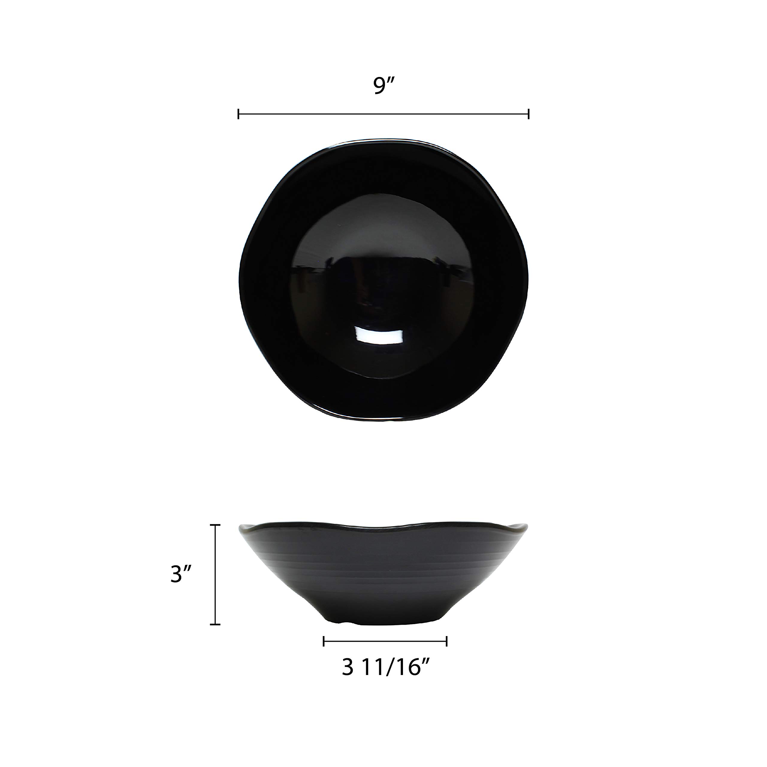 Thunder Group Classic Black Melamine Soup Bowls - 45 oz, 9