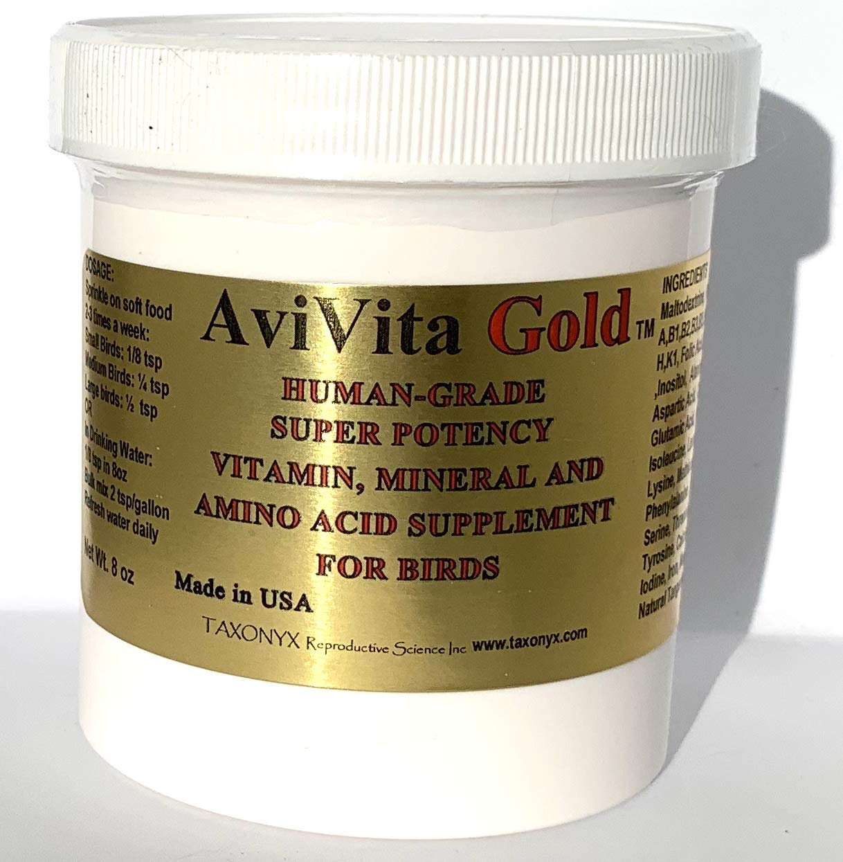**Avivita Gold High Potency Bird Vitamins - Premium Avian Supplement for Parrots, Canaries & Finches (16oz) - Supports Feather Health, Immunity & Energy - Ideal for Breeding, Molting & Daily Nutrition**