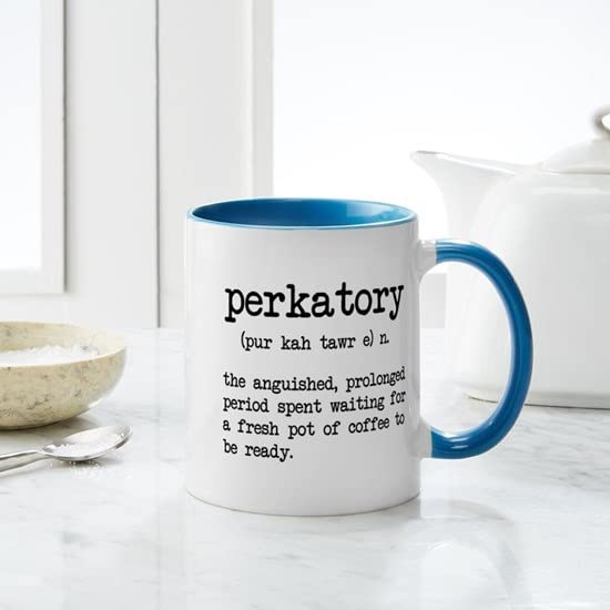 Perkatory 11 oz (325 ml) Ceramic Coffee Mug - Funny Novelty Coffee Cup for Office, Home & Gifts - Perfect for Tea, Hot Chocolate & Morning Brews
