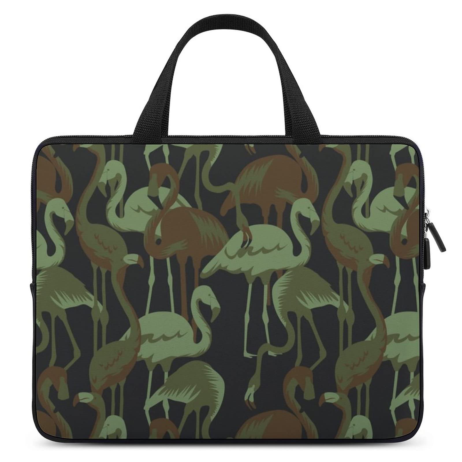 Military Tropical Flamingo Waterproof Laptop Bag - Slim Business Casual Computer Briefcase for Office, Travel, and Commuting