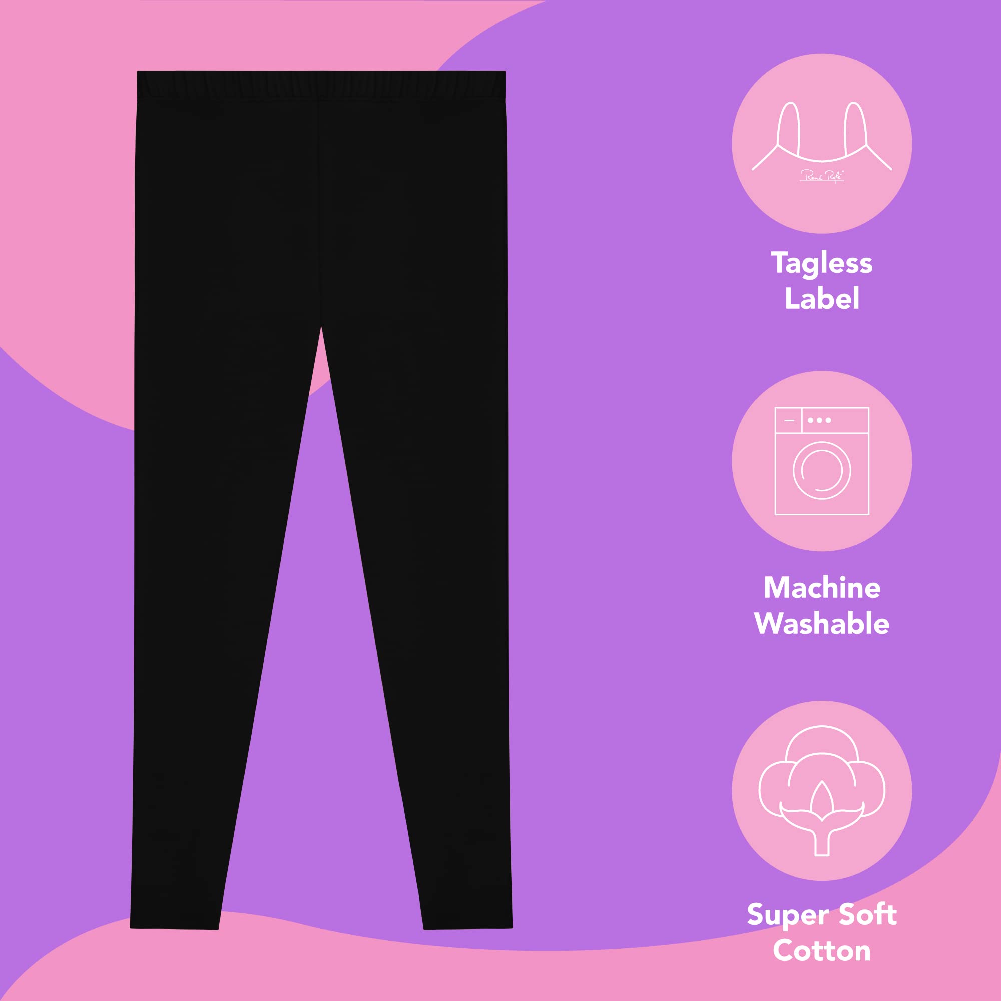 Rene Rofe Girls Cotton Leggings - Super Soft Stretchy Ankle-Length Leggings for Toddler & Kids | Perfect for Playtime, School & Everyday Wear