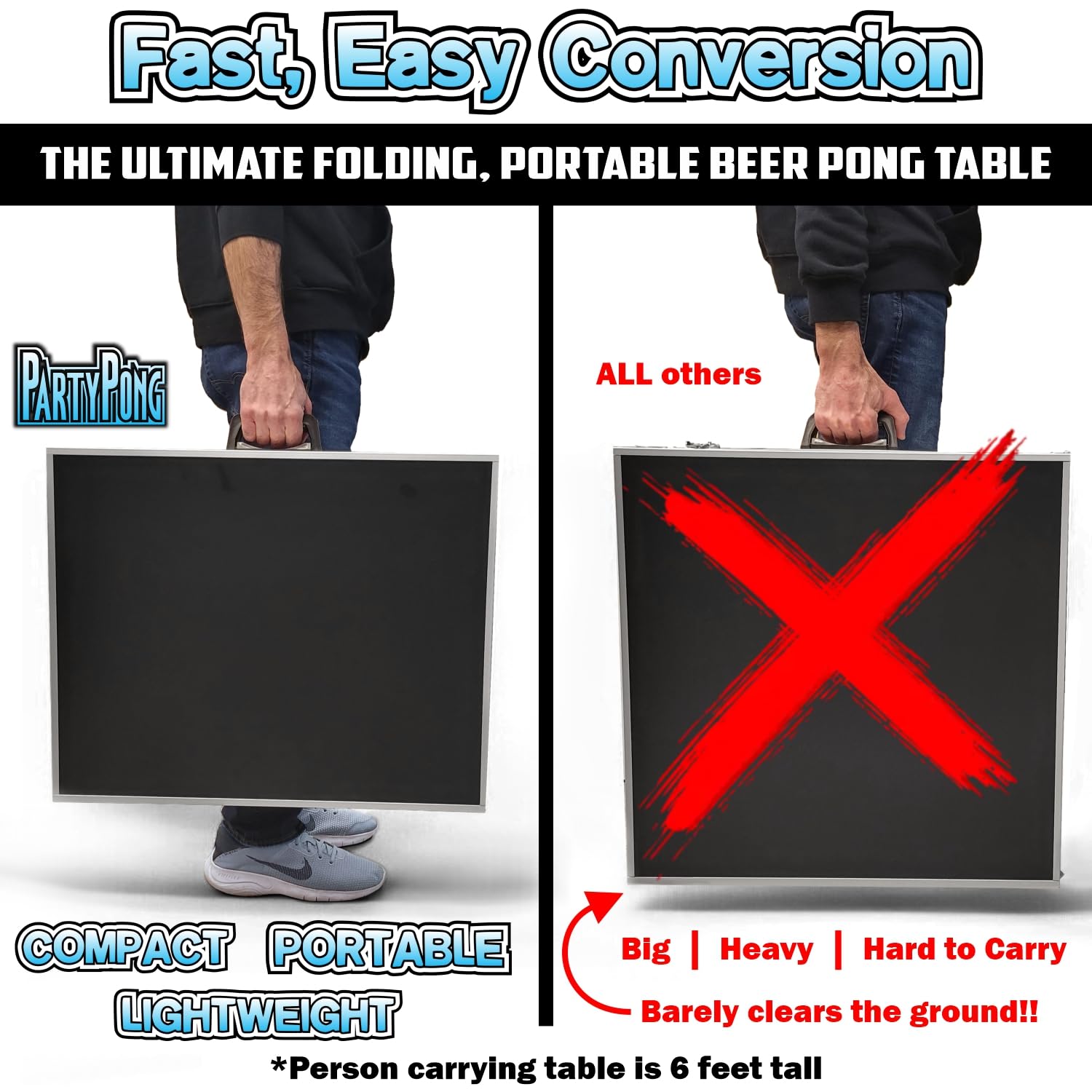 8-Foot Folding Table with Cup Holders & LED Lights - Heavy Duty Portable Table for Parties, Events, and Outdoor Use - Custom Graphics Available (Multiple Models)