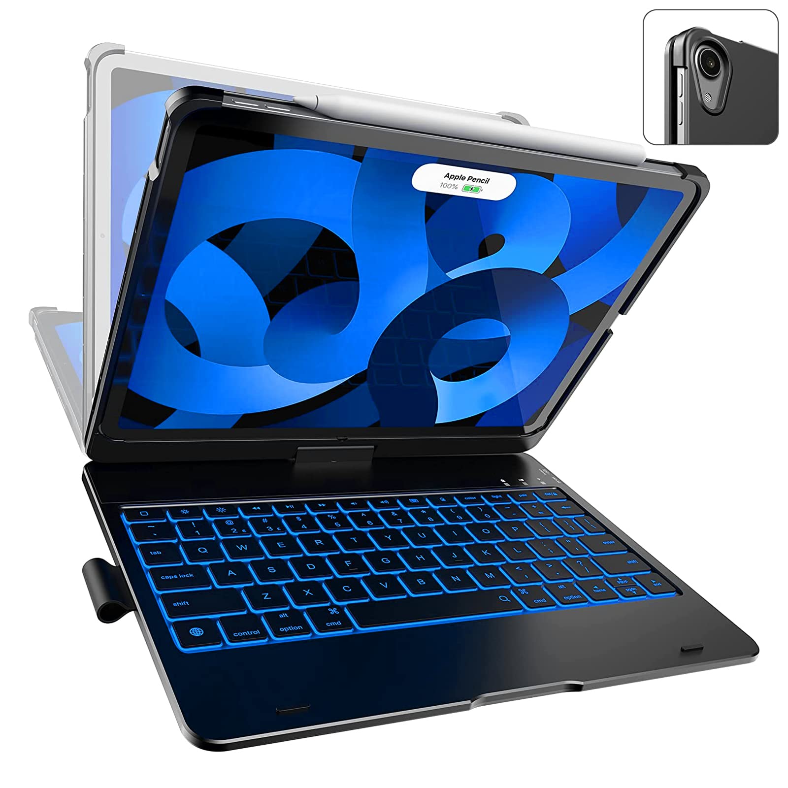 YEKBEE 360° Rotatable Keyboard Case for iPad Air 5th/4th Generation (2022/2020 10.9