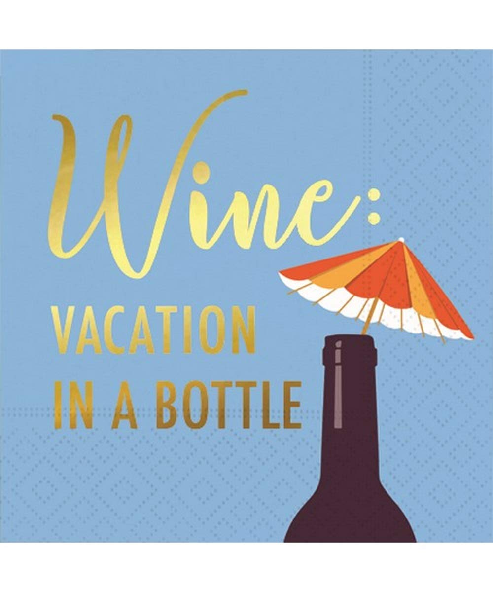Vacation in a Bottle Cocktail Napkins - 50 Pack Premium Paper Drink Coasters for Summer Parties, Beach Themed Events & Tropical Home Decor