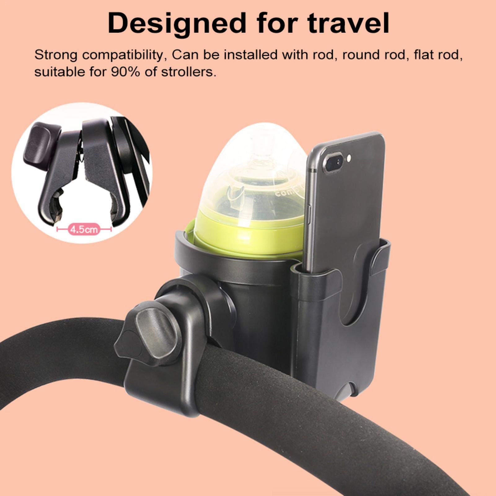 360° Rotating Universal Stroller Cup Holder - 2-in-1 Drink Bottle Holder for Baby Strollers, Wheelchairs & Bikes | Perfect for Parents, Caregivers & Outdoor Activities