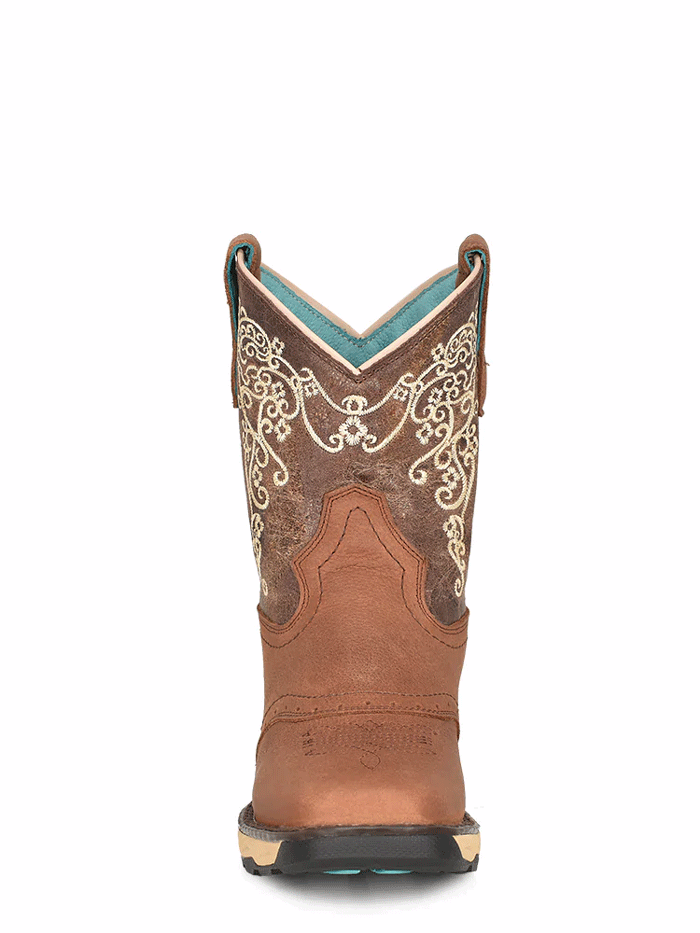 Corral W5006 Women's Square Toe Work Boots for Farm & Ranch - Tan Leather Cowgirl Boots for Outdoor Work, Riding & Country Fashion