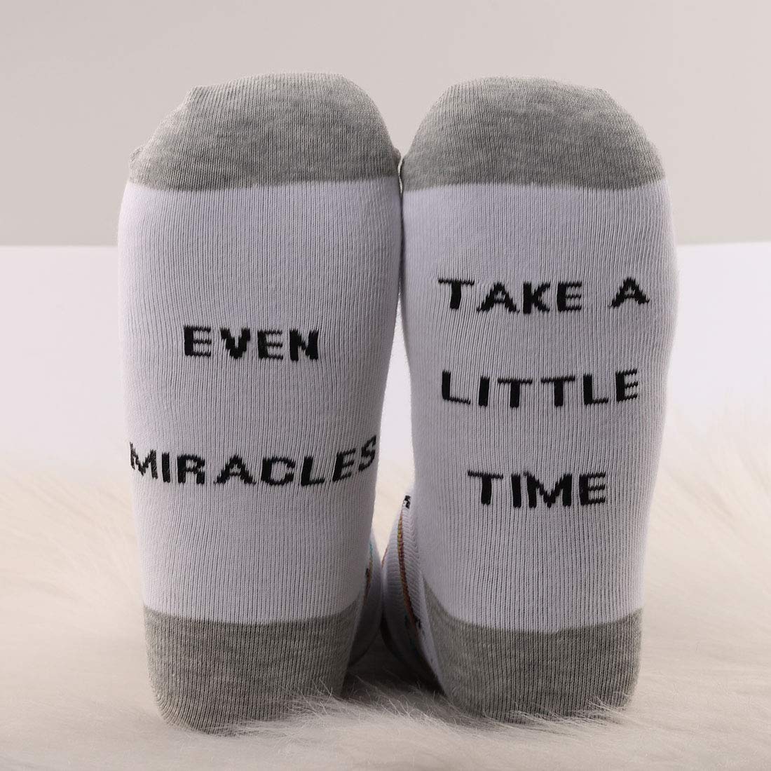 IVF/IUI Rainbow Baby Socks - Fertility Journey & Transfer Socks Gift Set - 'Even Miracles Take a Little Time' Inspirational Socks - Perfect for IVF Warriors, Pregnancy Announcements & Fertility Support