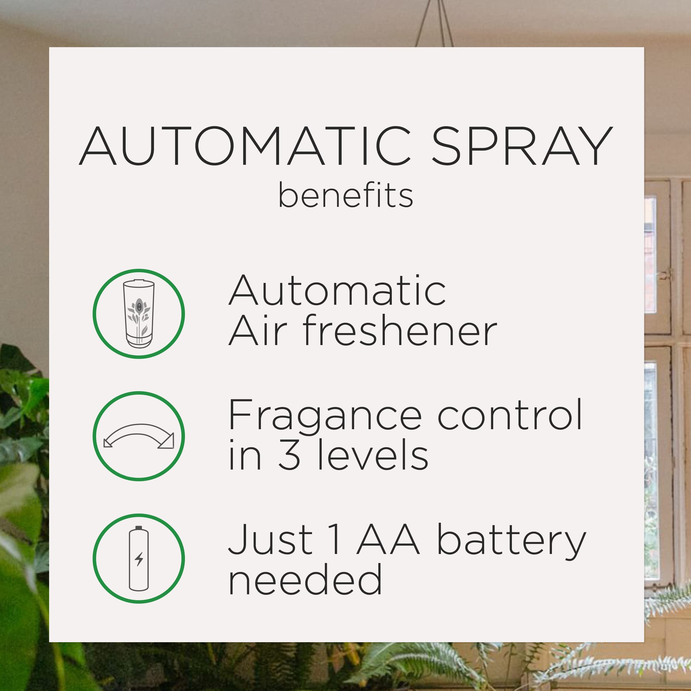 Air Wick Automatic Air Freshener Spray Refill - 2 Count, Lavender & Chamomile Scent with Essential Oils for Odor Neutralization - Perfect for Home, Office, and Car Use