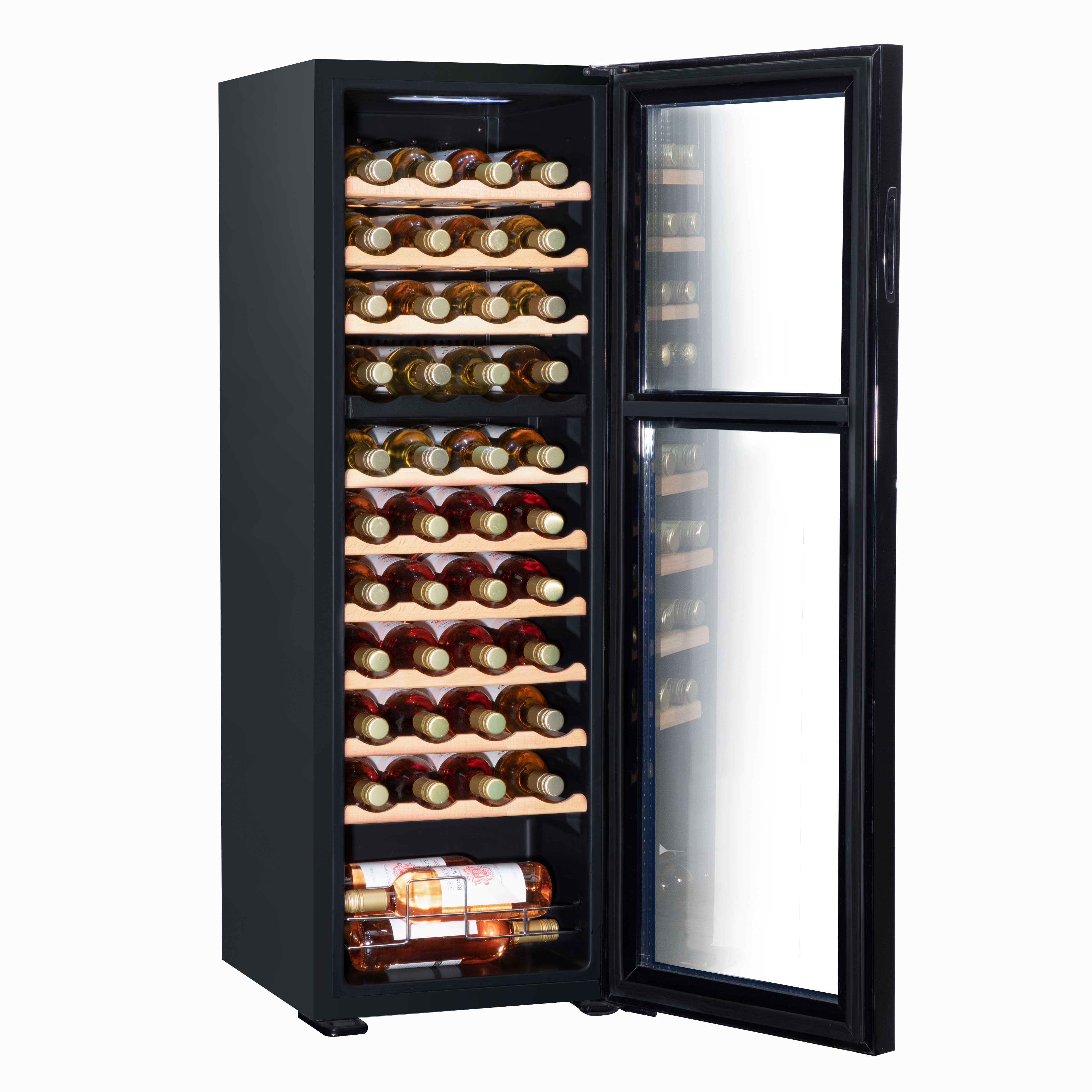 Baridi 44 Bottle Dual Zone Wine Cooler Refrigerator with Touch Screen Controls & Wooden Shelves - Perfect for Home, Office, or Restaurant Wine Storage