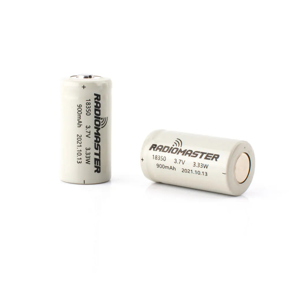 RadioMaster 900mAh 3.7V Li-ion 18350 Rechargeable Batteries (2-Pack) - Compatible with RadioMaster Zorro Transmitter, Perfect for RC Drones, Airplanes, and FPV Racing