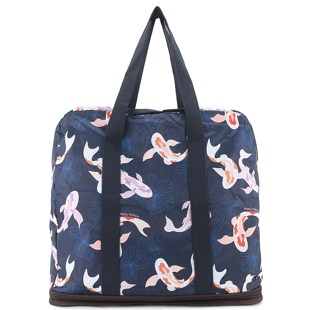 Sophie Koi Navy Foldable Duffle Bag - Lightweight Travel Duffel for Gym, Weekend Trips & Outdoor Adventures