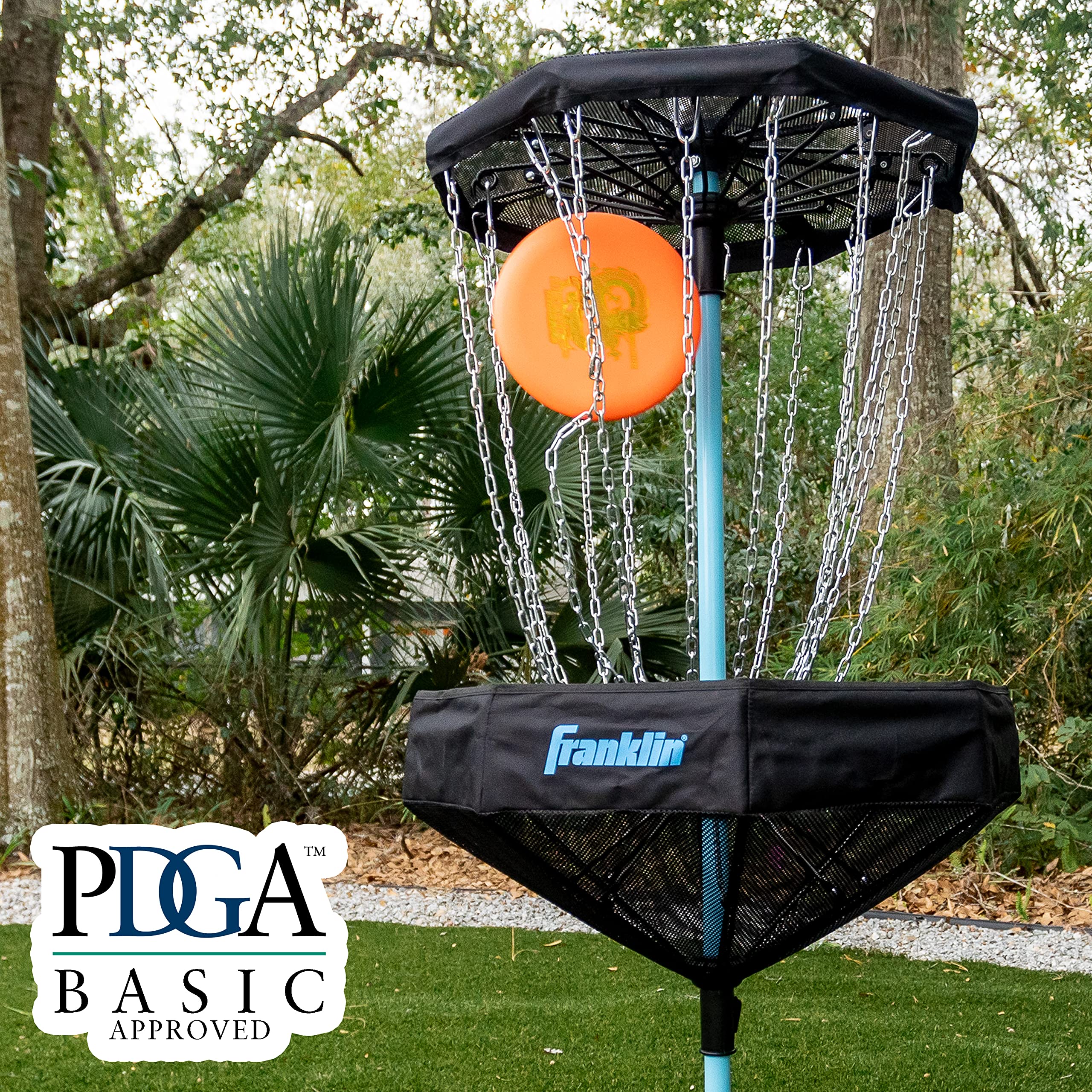 Franklin Sports Portable Disc Golf Basket with Chains - Professional Disc Golf Target for Practice & Course Setup - Perfect for Backyard, Park & Tournament Play