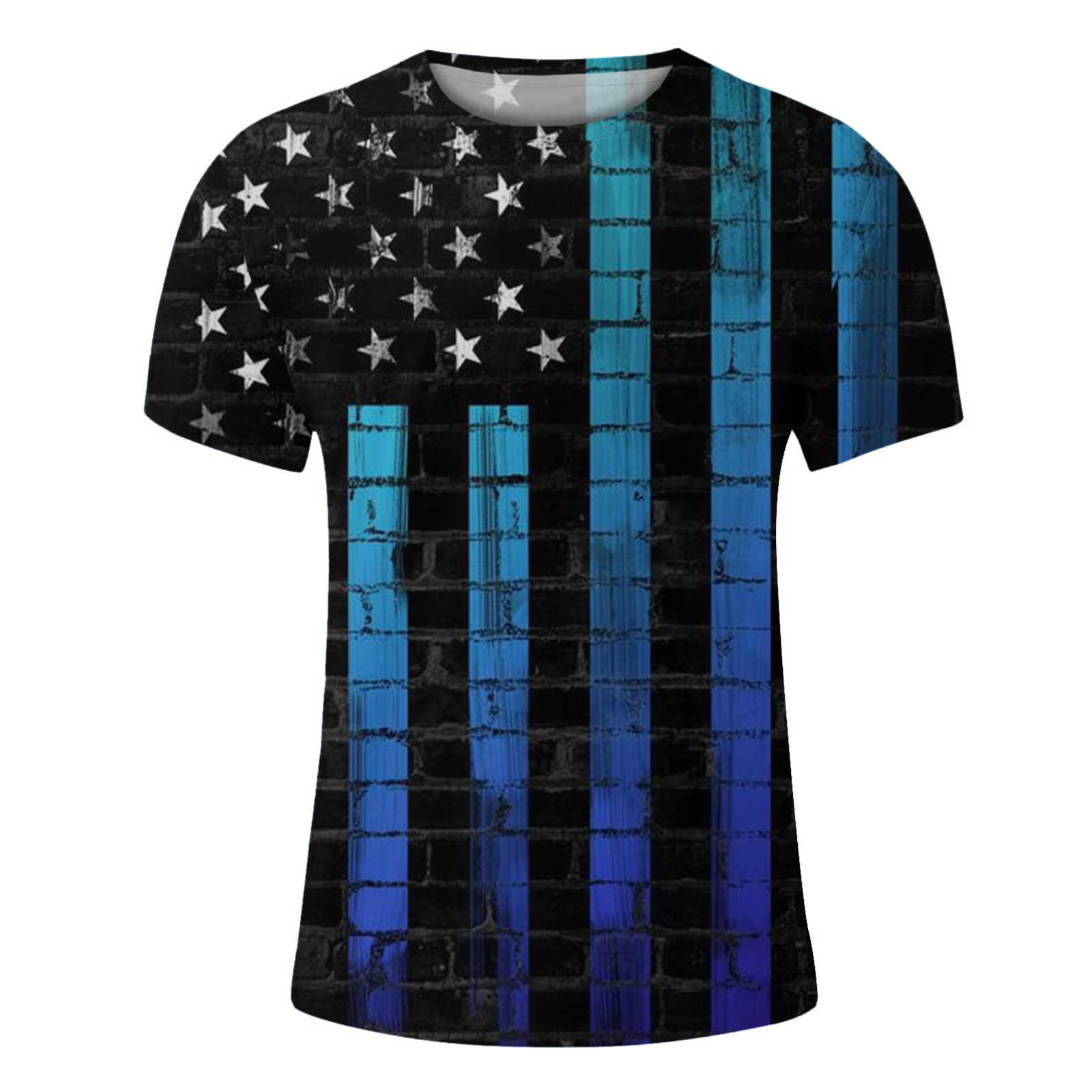 2024 Men's American Flag Graphic T-Shirt - Patriotic 4th of July Short Sleeve Tee for Summer | Casual Wear, Independence Day Celebration, BBQ Outfit