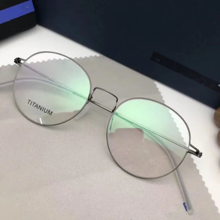 Unisex Full Rim Round Screwless Titanium Eyeglasses 9893 - Lightweight & Durable Titanium Frame for Men & Women - Perfect for Reading, Work & Everyday Wear