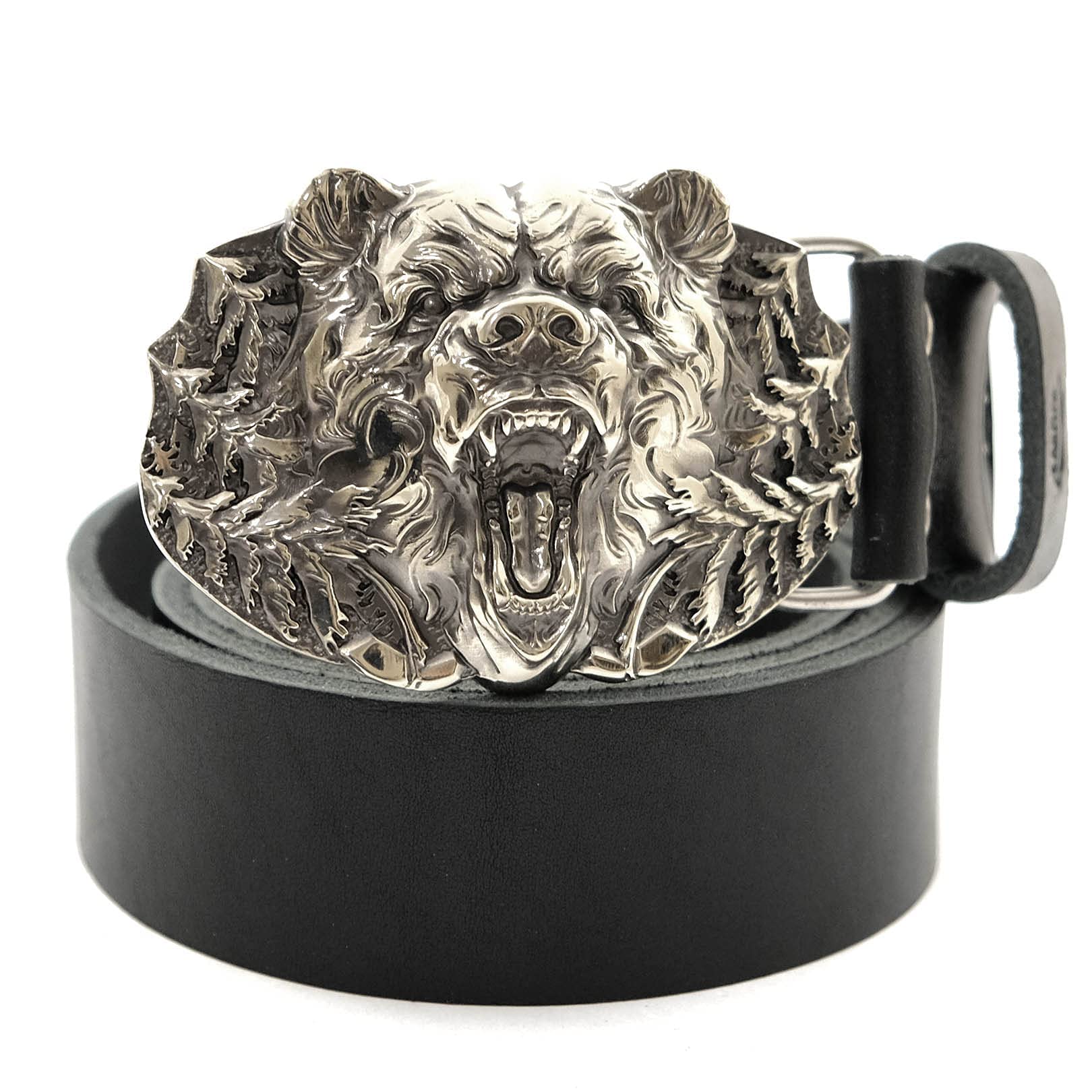 Wild Grizzly Bear Solid Nickel Silver Belt Buckle - Handcrafted North American Brown Bear German Silver Western Buckle for Cowboy, Biker & Outdoor Enthusiasts | Perfect for Jeans, Leather Belts & Western Fashion Accessories