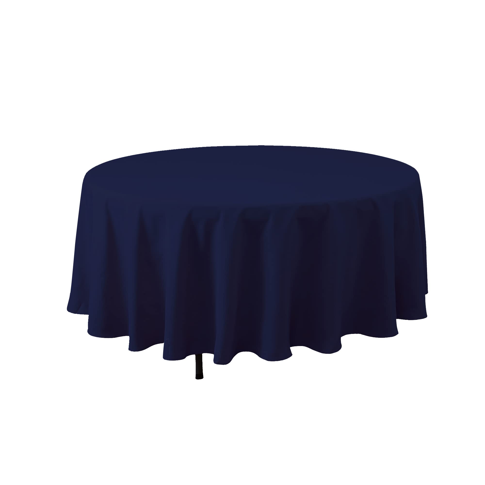 132-Inch Round Premium Polyester Tablecloth - Elegant Navy Table Cover for Birthdays, Weddings & Receptions, Durable & Machine Washable with Finished Hems - Perfect for Home Decor, Party Decorations & Event Centerpieces