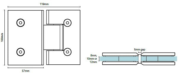 Premium Heavy-Duty Glass-to-Glass Hinge Shower Screen - Square Edge Matt Black Finish for Modern Bathrooms | Ideal for Luxurious Home & Hotel Bathroom Upgrades