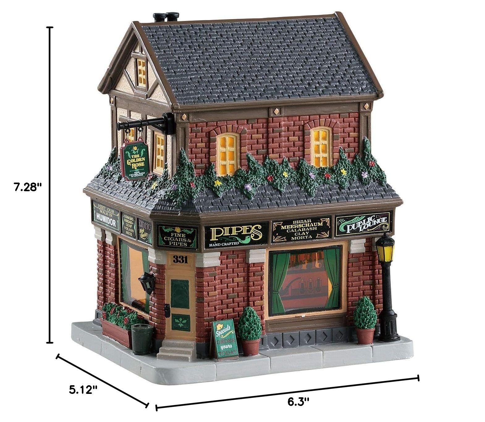 Lemax Village Collection Golden Rose Cigars #85340 - Miniature Collectible Holiday Decor for Christmas Villages & Winter Displays