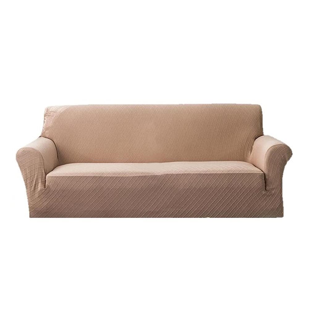 Waterproof Couch Cover for Loveseat - Dual Layer Stretch Jacquard Sofa Slipcover, Leakproof Furniture Protector for Pets & Kids - Perfect for Dogs, Cats, and Family Use - Camel Color for 2-Seater Sofa - Ideal for Living Room, Family Room, and Pet-Friendly Homes