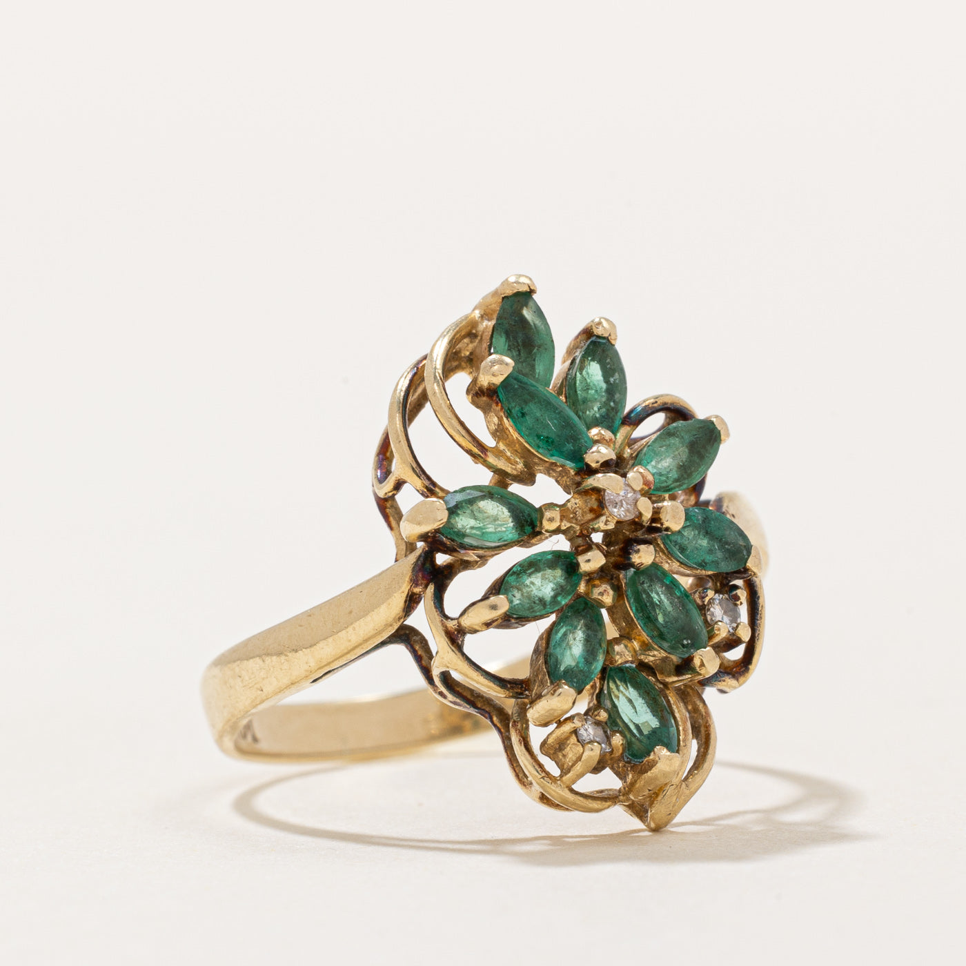 Exquisite 0.80ctw Emerald & Diamond Cocktail Ring for Women | Size 8 | 0.03ctw Diamond Accents | Elegant Evening Wear & Special Occasion Jewelry