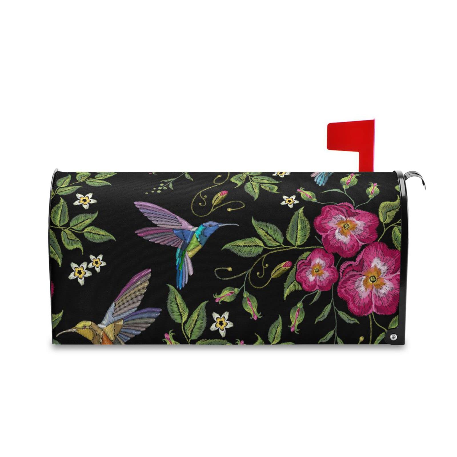 25.5 x 21 Inch Magnetic Mailbox Cover with Tropical Leaf & Hummingbird Design - Weatherproof Decorative Mail Wrap for Outdoor Mailbox Protection | Perfect for Home, Garden & Front Yard Decor