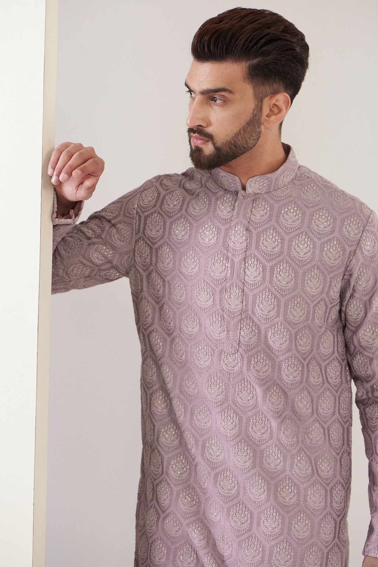 Elegant Lilac Embroidered Kurta for Women - Traditional Indian Tunic Top for Casual & Festive Wear - Perfect for Parties, Weddings & Daily Fashion