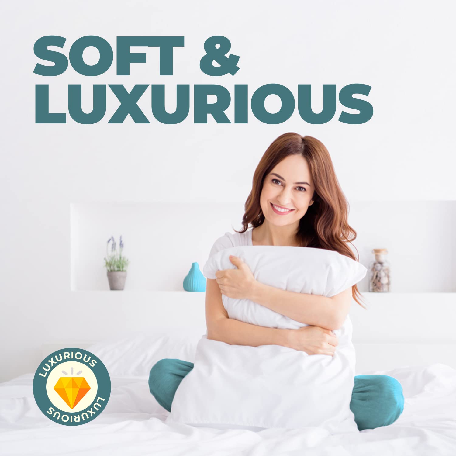 Ultra-Bounce Down Alternative Pillows (Pack of 6) - Hypoallergenic, Dust Mite Resistant, Hotel Quality Bed Pillows for Back & Side Sleepers - White | Perfect for Home, Guest Room & Travel Use