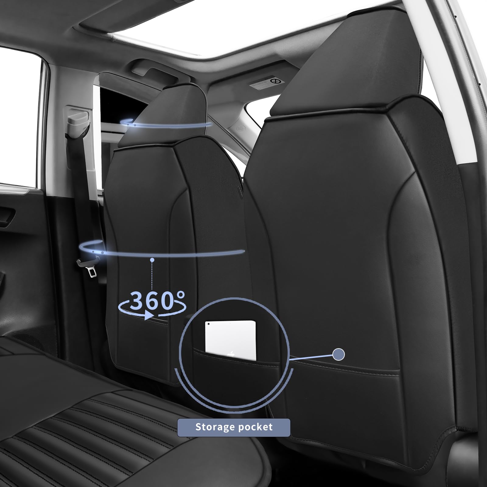 Premium Custom Fit Toyota RAV4 Seat Covers 2013-2018 - Waterproof Faux Leather Car Seat Protectors for SE/LE/XLE/Limited/Adventure Models (Full Set, Black) - Perfect for Road Trips, Daily Commutes & Pet Protection