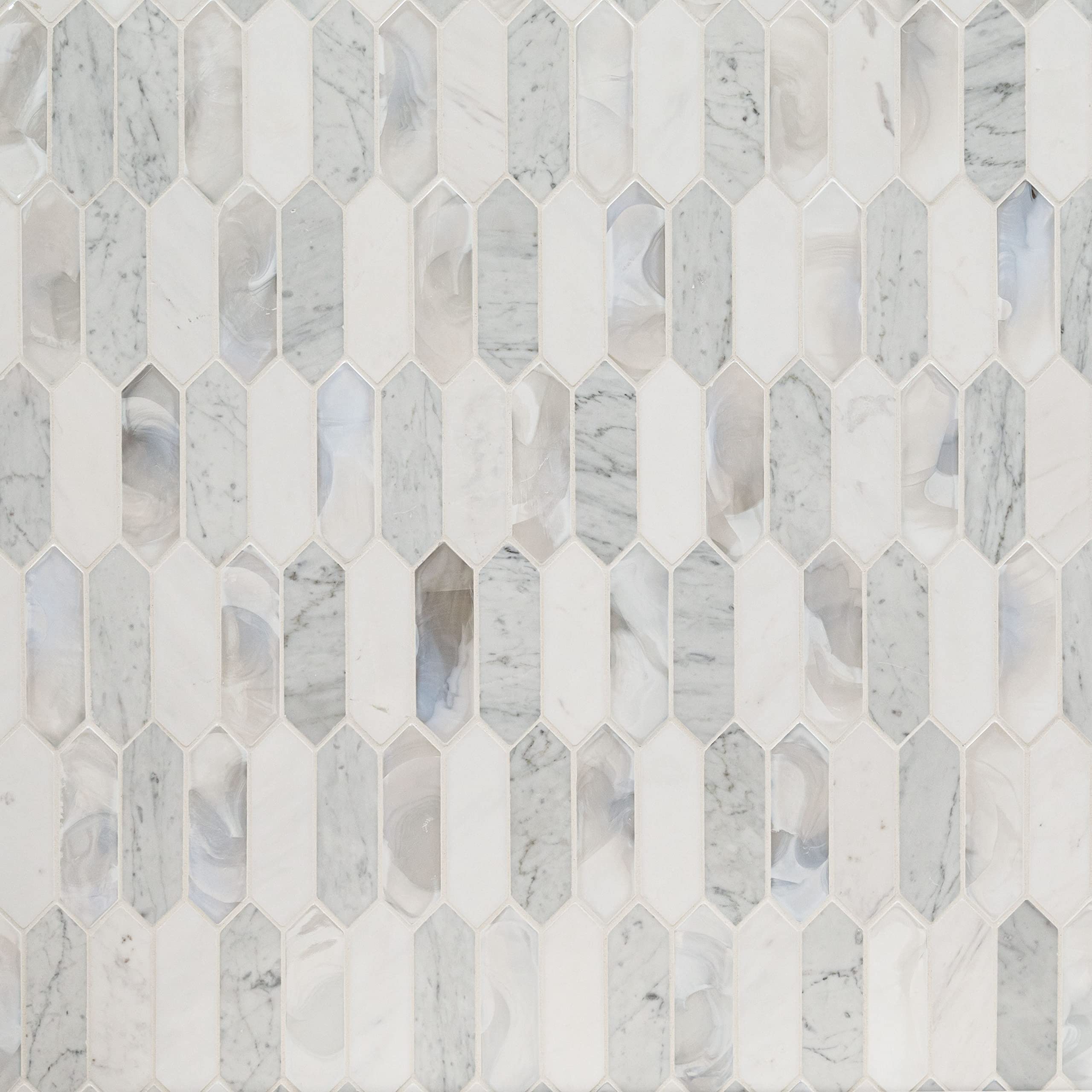 MSI Cienega Springs Picket Stone Tile - White Mosaic Mesh-Mounted for Bathroom, Kitchen Backsplash, Shower & Accent Walls | Perfect for Modern Home Renovation & Interior Design Projects