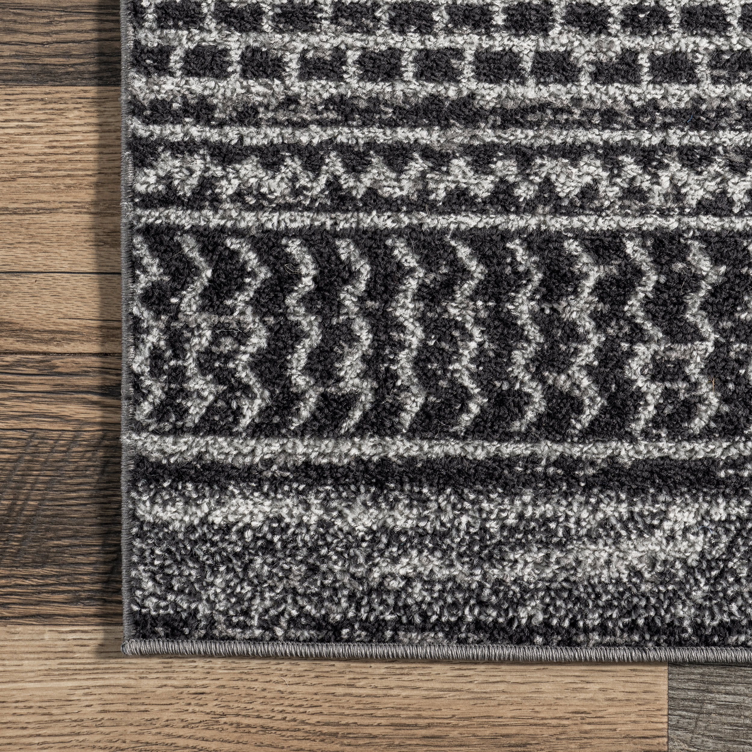 Stylish Banded Abacus & Stripes Area Rug in Dark Grey - Perfect for Living Room, Bedroom, or Office Decor