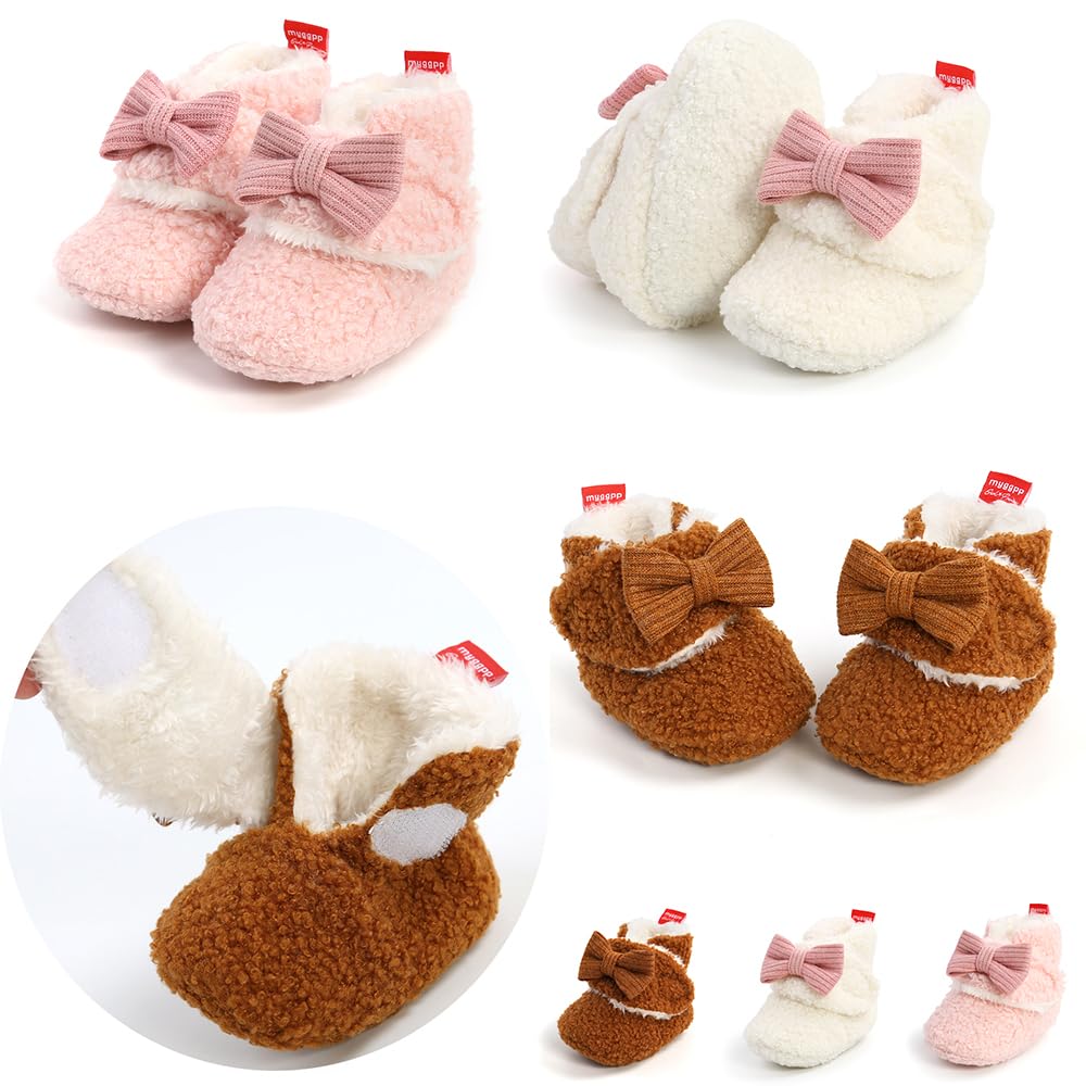 Ohwawadi Infant Baby Slippers - Soft Warm Booties for Newborn Girls & Boys | Non-Slip Crib Shoes & Prewalker Footwear | Perfect for Indoor Play, Nursery & First Steps