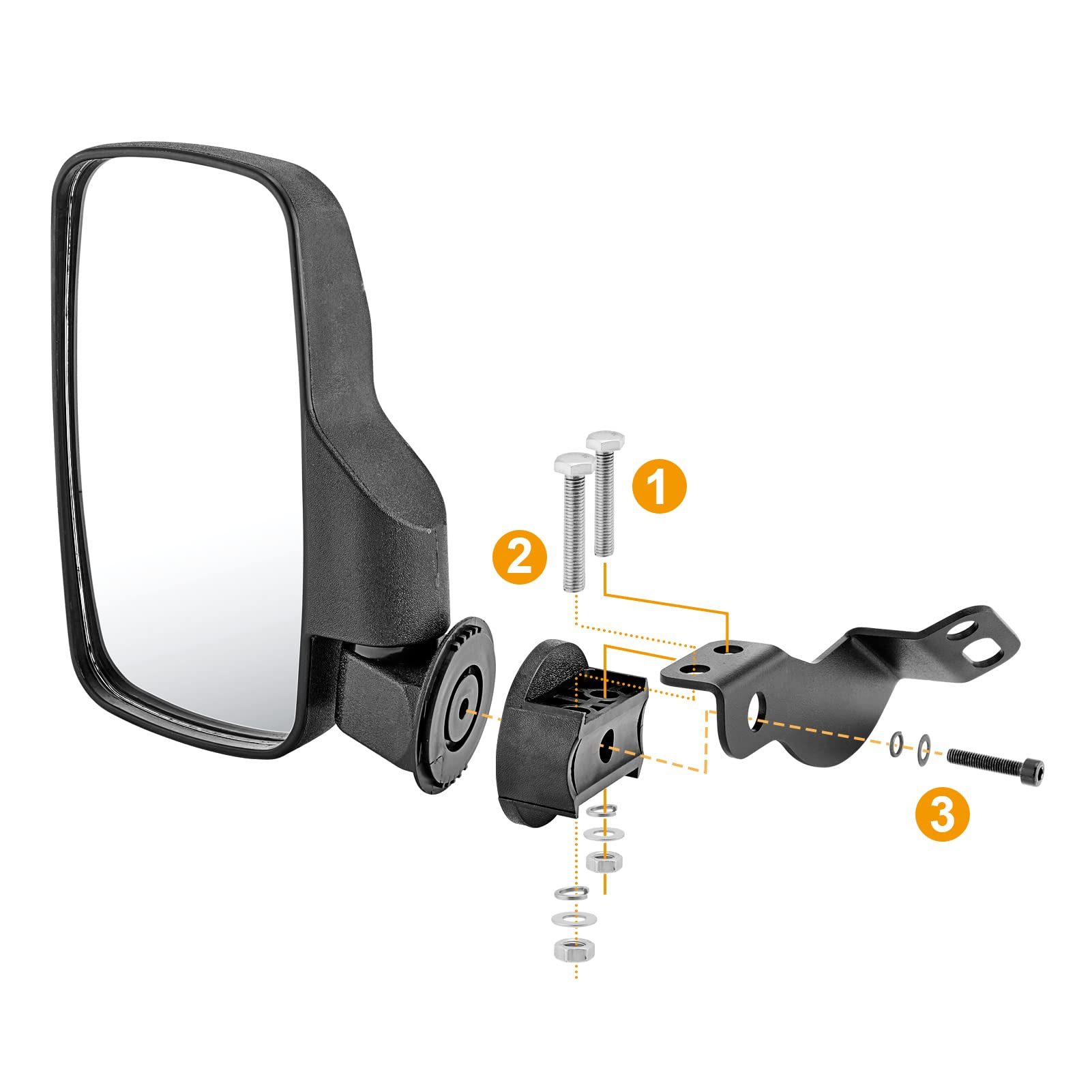 Wsays Side Rear View Mirrors Kit for Polaris General 1000 & 1000-4 (2016-2024) - Durable Off-Road ATV Mirrors for Enhanced Safety & Visibility on Trails