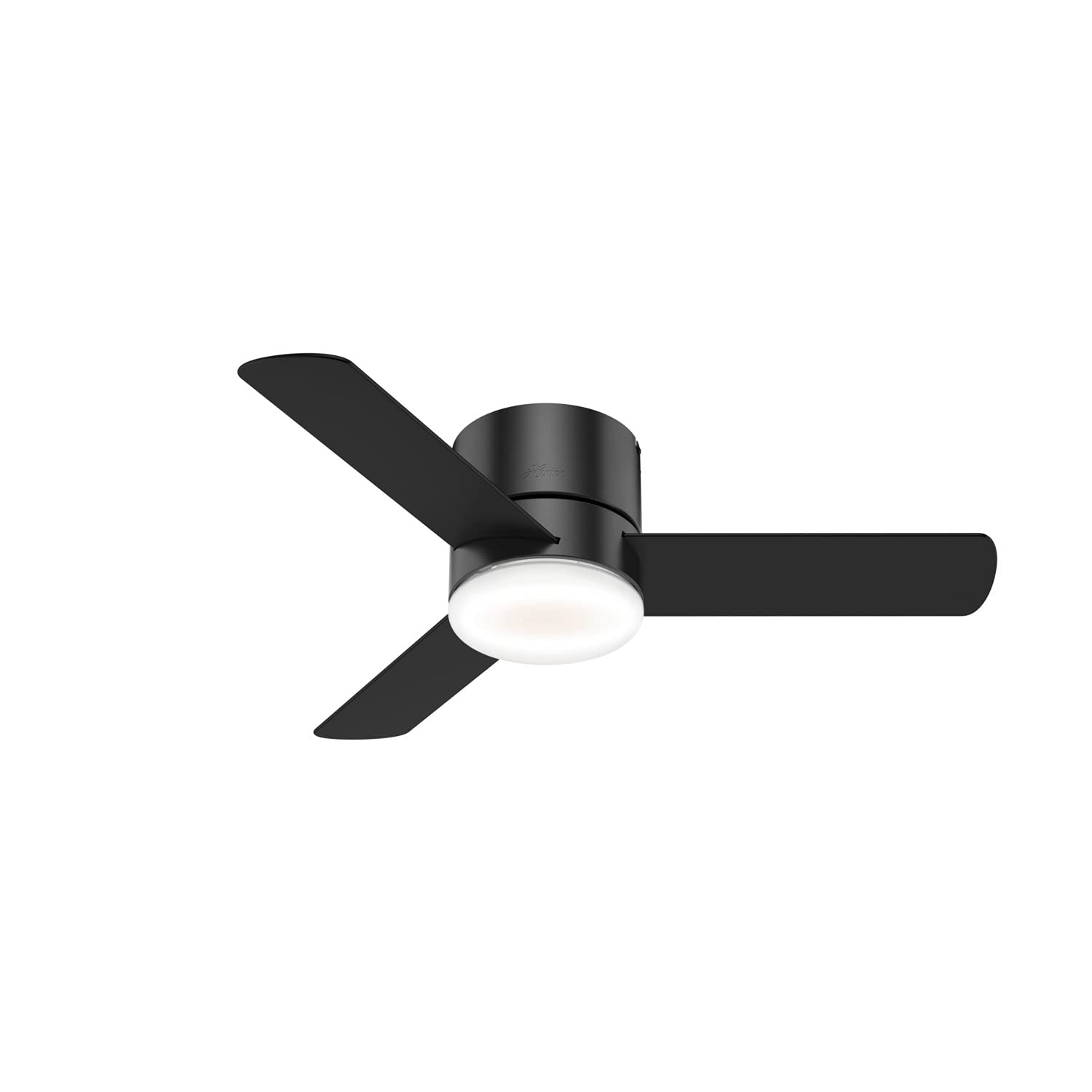 Hunter 59453 44-inch Minimus Ceiling Fan with Light Kit - Matte Black Finish - Modern Low Profile Flush Mount Design - Perfect for Bedrooms, Living Rooms & Small Spaces