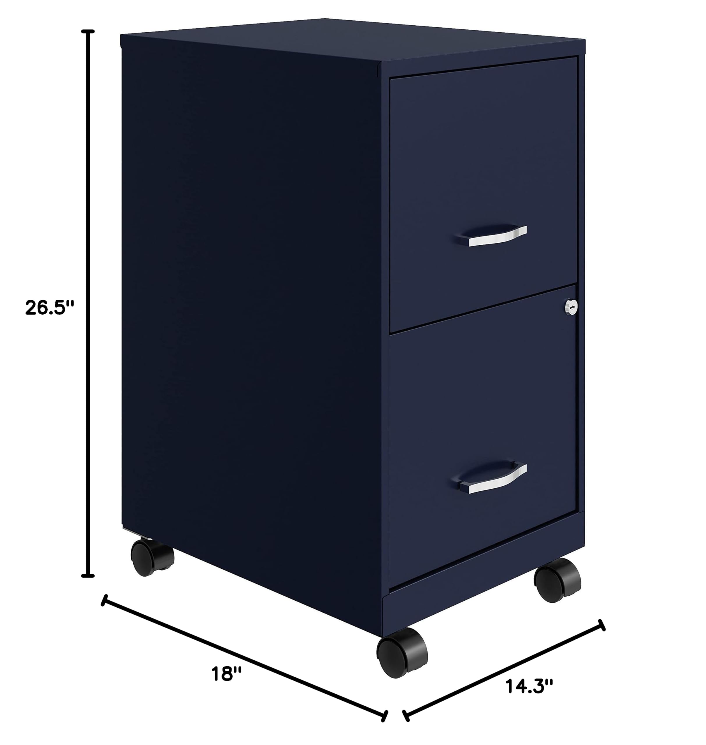 Lorell LYS SOHO Mobile File Cabinet - Navy Blue Office Storage Organizer for Home & Business Use