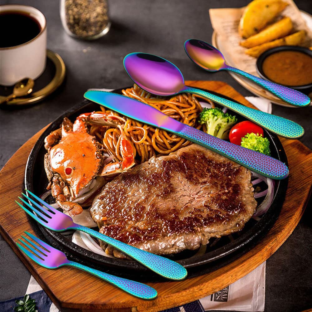 25-Piece Stainless Steel Silverware Set for 5 - Food Grade Flatware with Steak Knives, Spoons & Forks - Complete Cutlery Set for Home, Office, Restaurant & Hotel Use - Dishwasher Safe by IKXO - Perfect for Everyday Dining, Dinner Parties & Professional Food Service