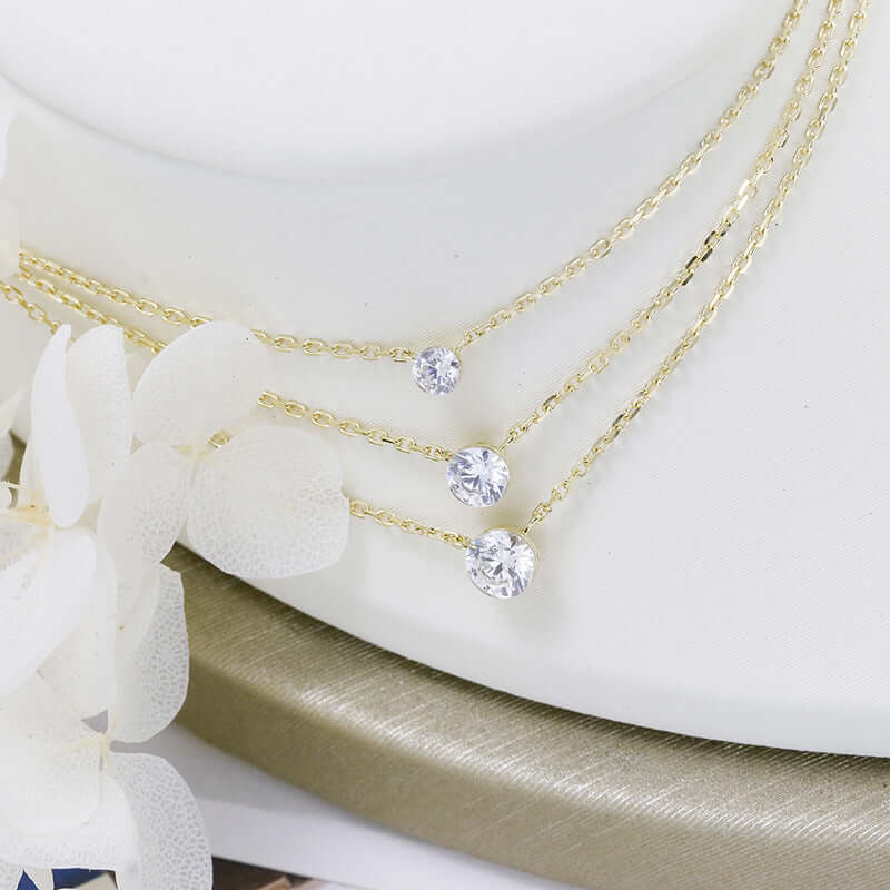 14K Gold Solitaire Moissanite Pendant Necklace for Women | Elegant Dainty Jewelry Gift for Anniversary, Birthday & Valentine's Day | Perfect for Everyday Wear & Special Occasions