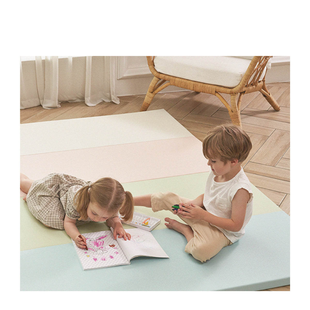 Caraz S4 Extra Thick Foldable Play Mat 200 x 100 x 4 cm - Non-Toxic Baby Crawling Mat for Nursery, Playroom & Daycare Floor Protection